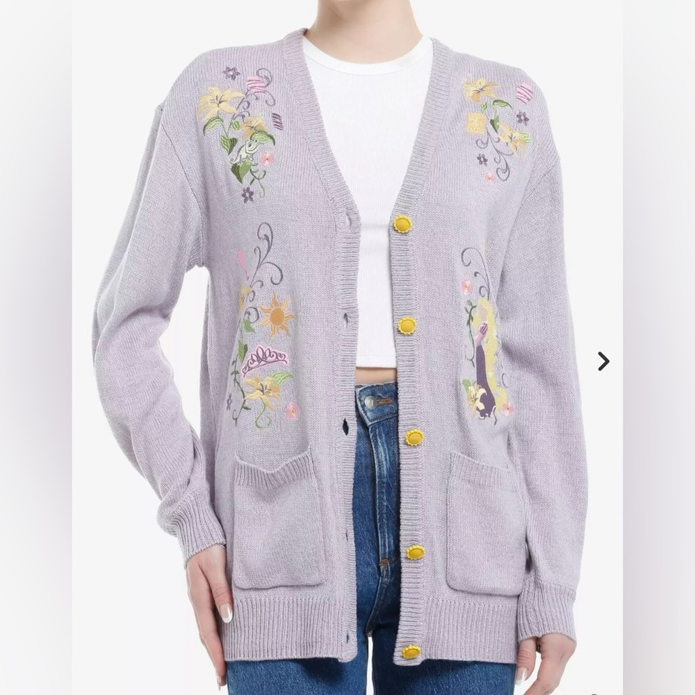 NWT Her Universe Disney’s Tangled lavender embroidered sweater cardigan 4X
